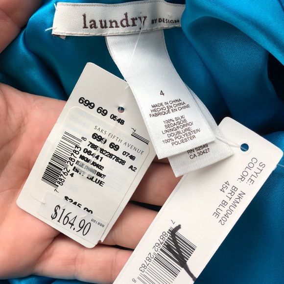 Blue silk cocktail dress - Picture 2 of 2